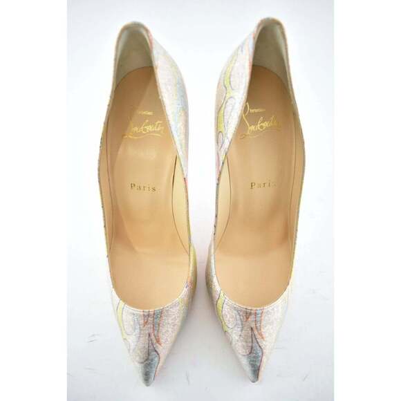 Christian Louboutin Pigalle Follies 100 Lurex Flame Orange Red Blue Heel Pump 35 - Picture 7 of 12